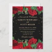 Invitation Bordure de roses rouges florale de mariage (Devant)
