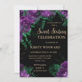 Invitation Bordure de roses violettes Fleurs Douze ans (Devant)