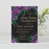 Invitation Bordure de roses violettes Fleurs Douze ans (Debout devant)