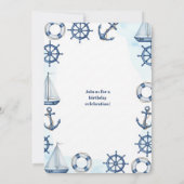Invitation Bordure de roue d'ancre d'aquarelle nautique (Dos)