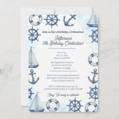 Invitation Bordure de roue d'ancre d'aquarelle nautique (Devant)