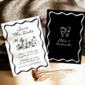 Invitation Bordure de ruban à main blanche Enregistrer la dat