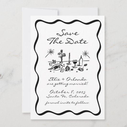 Invitation Bordure de ruban à main blanche Enregistrer la dat (Devant)