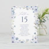 Invitation Bordure de table à fleurs sauvages bleues numéro d (Debout devant)