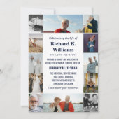 Invitation Bordure de texte bleu de 12 photos célébrant la vi (Devant)