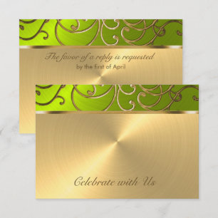 Invitation Bordure de torse de fibre d'or de Quinceanera et d