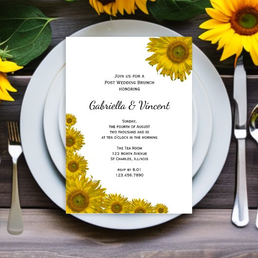 Invitation Bordure de tournesol jaune pour le brunch du lende