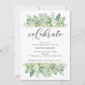 Invitation Bordure de verdure à l'aquarelle et de feuillage C (Devant)