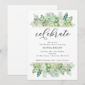 Invitation Bordure de verdure à l'aquarelle et de feuillage C (Devant / Derrière)