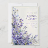 Invitation Bordure de verdure de lavande à l'aquarelle violet (Devant)