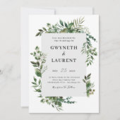 Invitation Bordure de verdure élégante Mariage  (Devant)