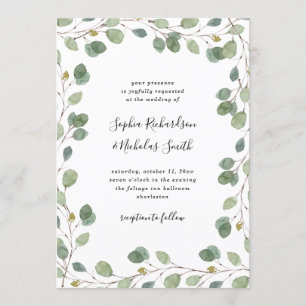 Invitation Bordure de verdure simple Eucalyptus MARIAGE