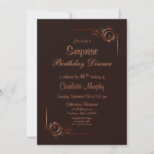 Invitation Bordure décorative Brown Surprise 40e anniversaire