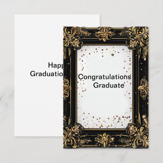 Invitation Bordure décorative or et noir (Devant / Derrière)