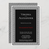 Invitation Bordure décorative Partie d'engagement noir et bla (Devant / Derrière)