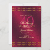 Invitation Bordure décorative romantique, Jeu de grenat Anniv (Devant)