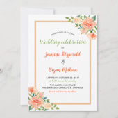 Invitation Bordure des fleurs de pêche | MARIAGE (Devant)