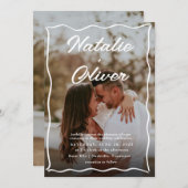 Invitation Bordure dessinée à la main Mariage noir et blanc (Devant / Derrière)