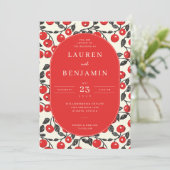 Invitation Bordure d'illustration de cerise rouge joyeuse (Debout devant)