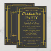 Invitation Bordure d'or Art déco (Devant / Derrière)