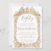 Invitation Bordure d'or classique Blanc 80e anniversaire 80 (Devant)