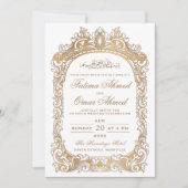 Invitation Bordure d'or classique Mariage musulman islamique  (Devant)