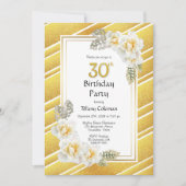 Invitation Bordure d'or de rose jaune 30e anniversaire (Devant)