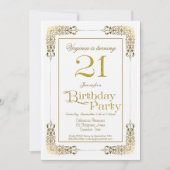 Invitation Bordure d'or décorative 21e anniversaire (Devant)
