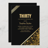 Invitation Bordure d'or décorative Black 30e anniversaire (Devant / Derrière)