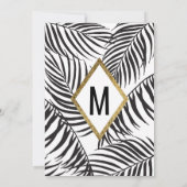 Invitation Bordure d'or Mariage moderne Black Palm Tree Frond (Dos)