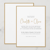 Invitation Bordure d'or minimaliste simple et moderne (Devant / Derrière)