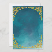 Invitation Bordure dorée chic turquoise Mariage musulman isla (Dos)