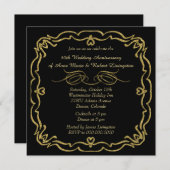 Invitation Bordure dorée Noir Cinquantenaire doré (Devant / Derrière)