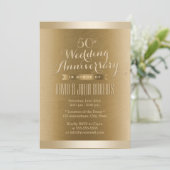 Invitation Bordure dorée Texture de bronze Mariage Anniversai (Debout devant)