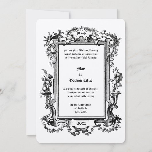 Invitation Bordure du cadre de fruits de rococo baroque Cheru (Devant)