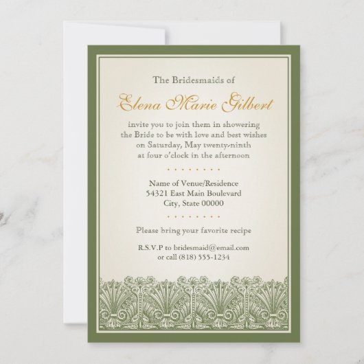 Invitation Bordure du ventilateur de défilement (olive) (Devant)