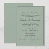 Invitation Bordure Écriture Élégant Mariage Olive Gris RSVP (Devant / Derrière)