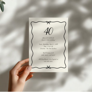 Invitation Bordure Élégante à Ruban Dessiné à la Main pour 40
