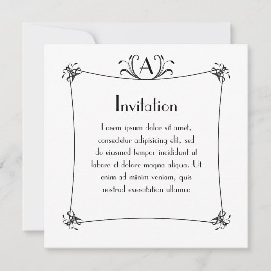 Invitation Bordure Elégante Personnalisable Avec Monogramme (Devant)