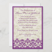 Invitation Bordure en damas à double cadre (prune et beige) (Dos)