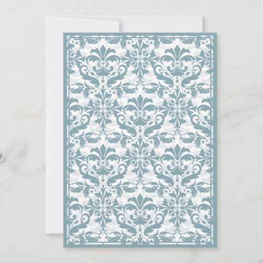 Invitation Bordure en damas avec cadre double (bleu) (Devant)