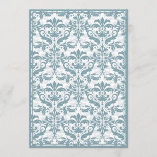 Invitation Bordure en damas avec cadre double (bleu)