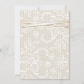 Invitation Bordure en dentelle avec mariage en ruban beige (Dos)