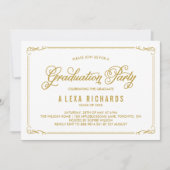 Invitation Bordure et script Gold Whimsical Graduation (Devant)