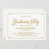 Invitation Bordure et script Gold Whimsical Graduation (Devant / Derrière)