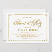Invitation Bordure et script Whimsical | Sweet sixteen or (Devant)