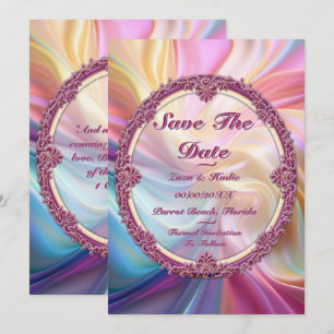 Invitation Bordure Fantaisie Soie Pastel Coloré Personnaliser