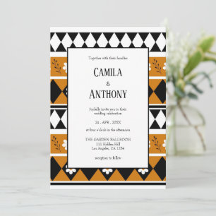Invitation Bordure Fleur Diamant Boho Motif Floral