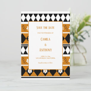 Invitation Bordure Fleur Diamant Boho Motif Floral