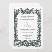 Invitation Bordure Florale Baroque Rococo Avec Deux Coeurs (Devant / Derrière)